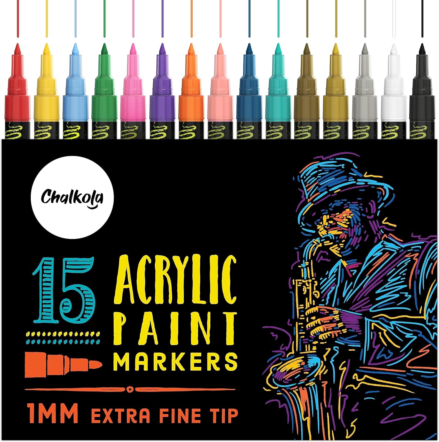 Picture of some acrylic markers that were used to paint the mural details