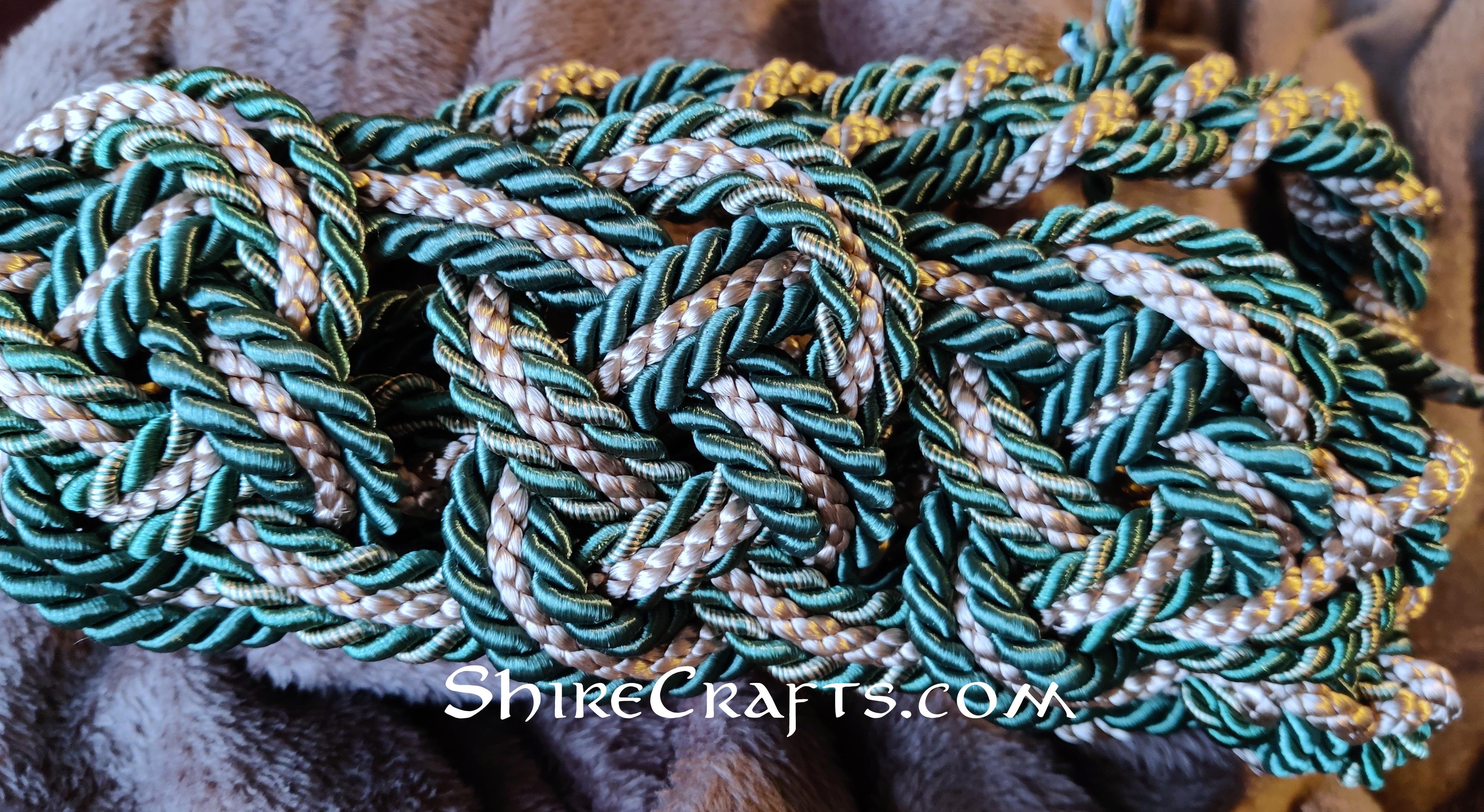 Green and gold handfasting cord.